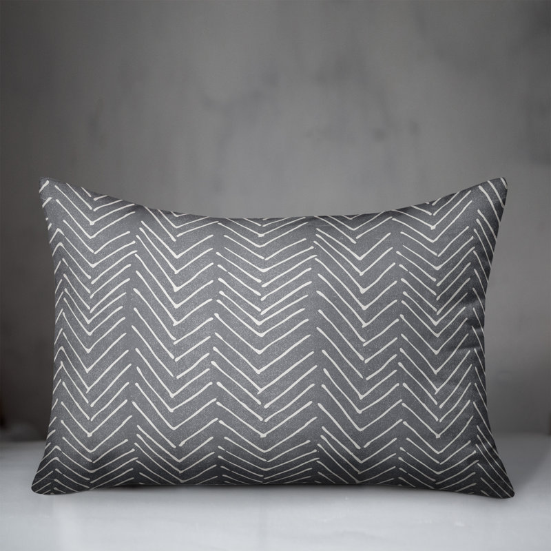  Scribble 16 Outdoor Rectangular Pillow Cover & Insert, Gray