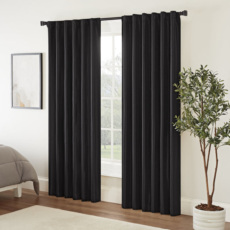 Blackout Curtain Single Panel, Black, 52" W x 95" L