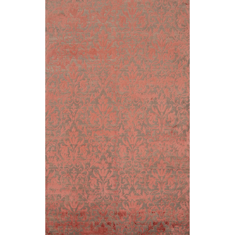 Teintes de corail sophistiquées dans un design damassé classique 5 x 7