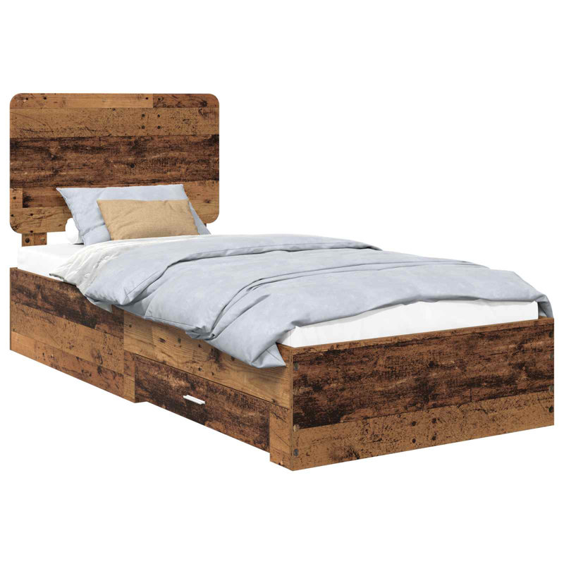 Bed, European Single (90 x 200 cm), Old Wood