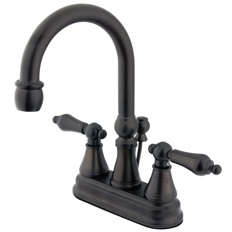 Robinet de salle de bain central à 4 poignées à 3 trous à fixation sur le comptoir avec laiton escamotable Kingston