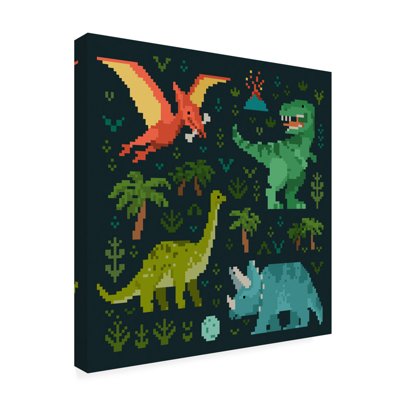 «Pixel Dinos V» sur, H 14 po x l 14 po