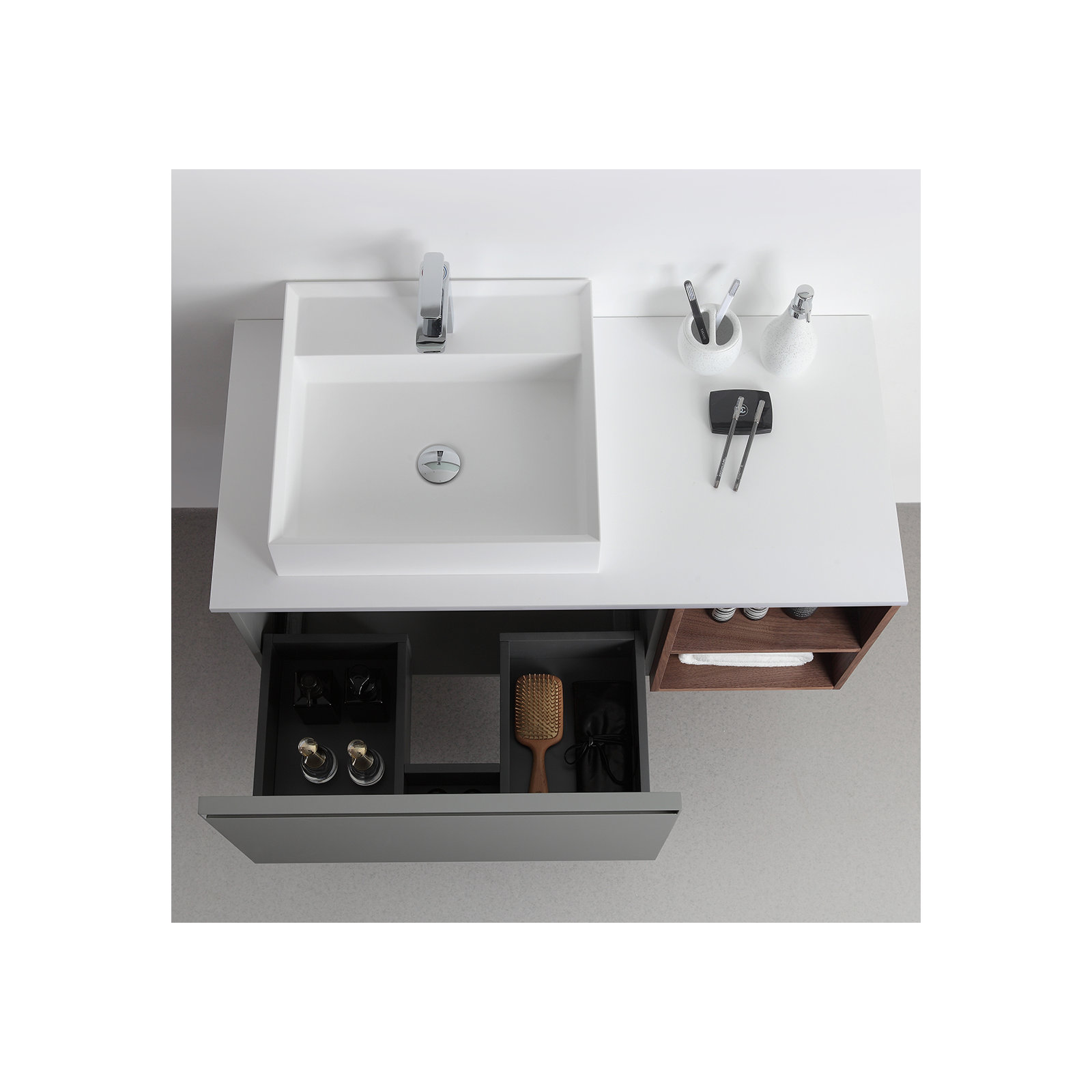 Shelley 42" Wall-Mounted Single Bathroom Vanity Set