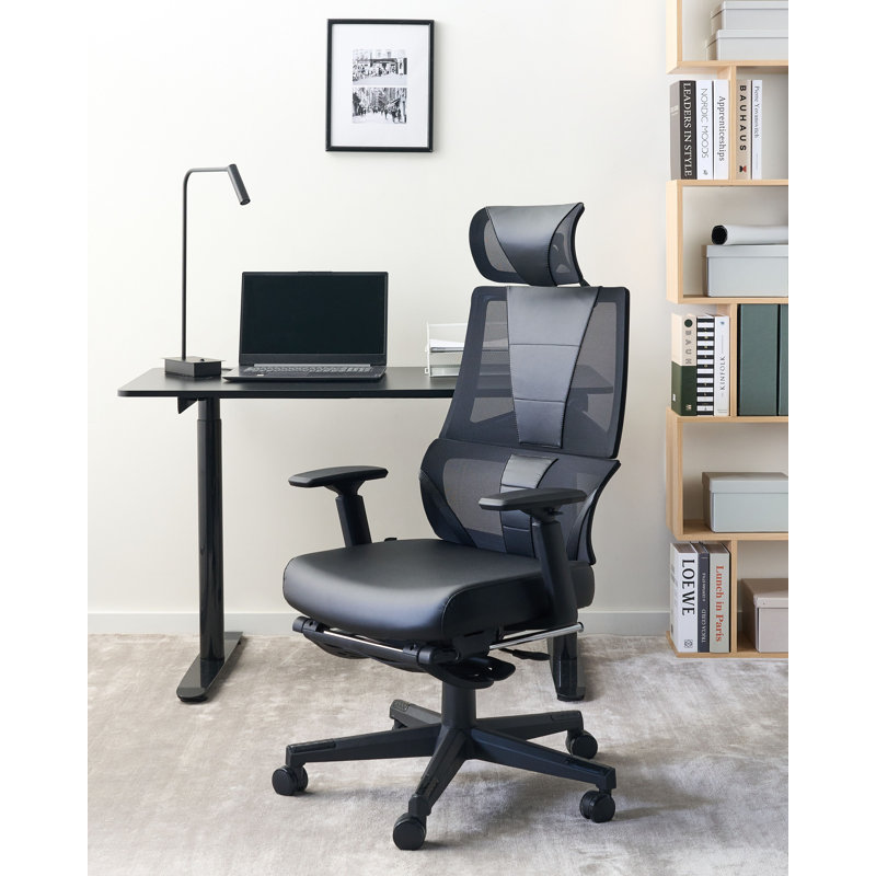 Office Chair Swivel Faux Leather Black