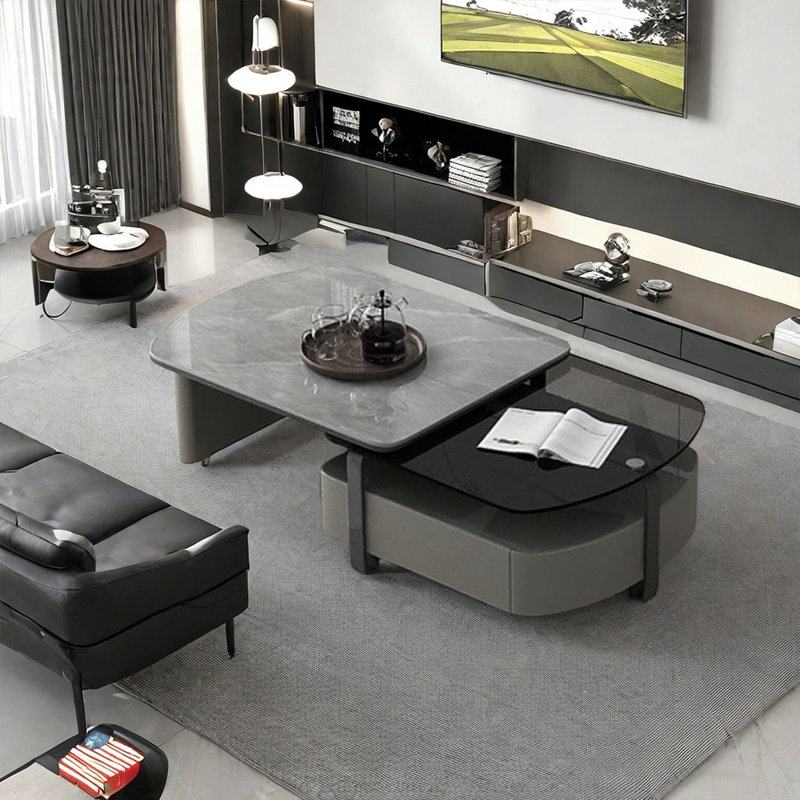 This stylish coffee table offers a modern touch wi, Gray