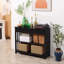Console console avec tiroir extra large, 2 tablettes ouvertes et structure en lattes de bois-1016055825