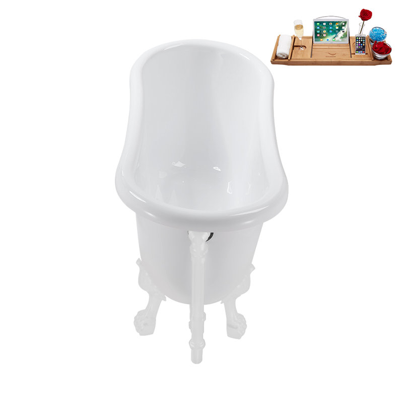 53.1'' x 25.6'' Soaking Acrylic Bathtub, Glossy White, Glossy White