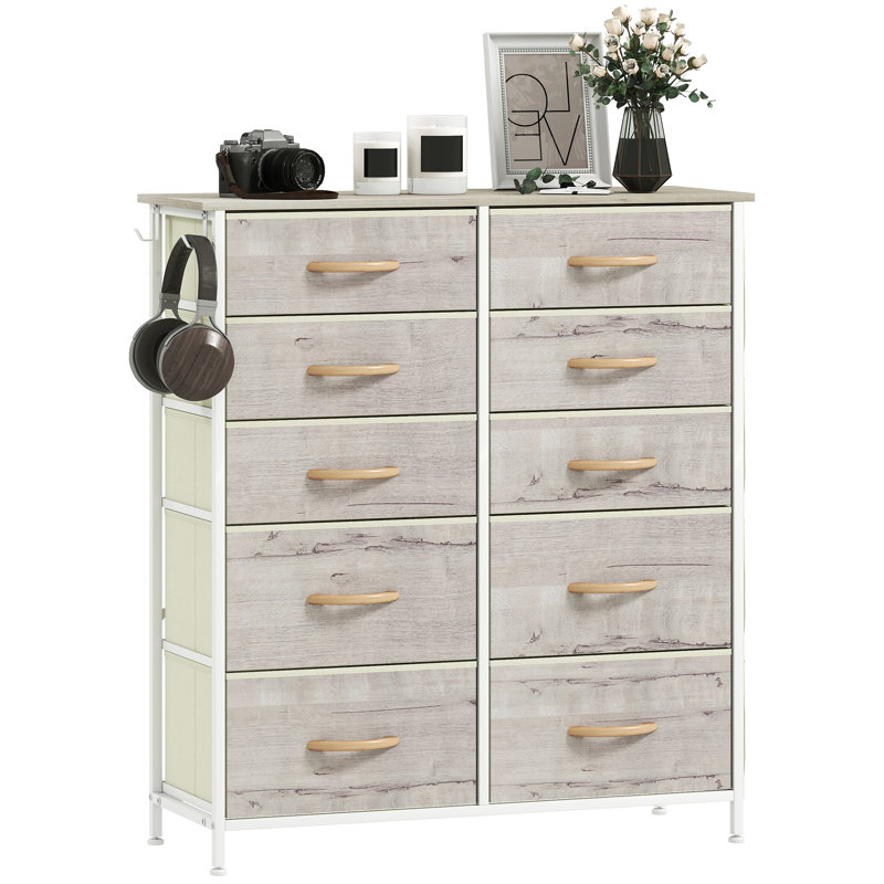 86cm W 10 - Drawer Chest of Drawers, Natural Wood Finish