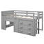 Lit mezzanine simple en bois massif gris avec tablette et armoire pour économiser de l'espace-600402149