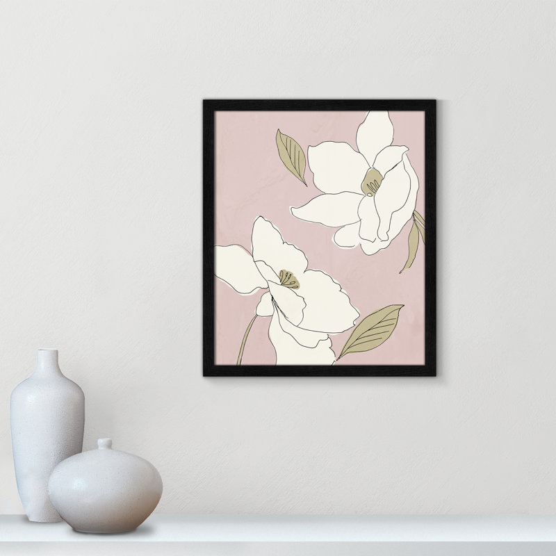Oleander blanc - cadre photo, Cadre noir, H 19 po x l 16 po x P 0,75 po