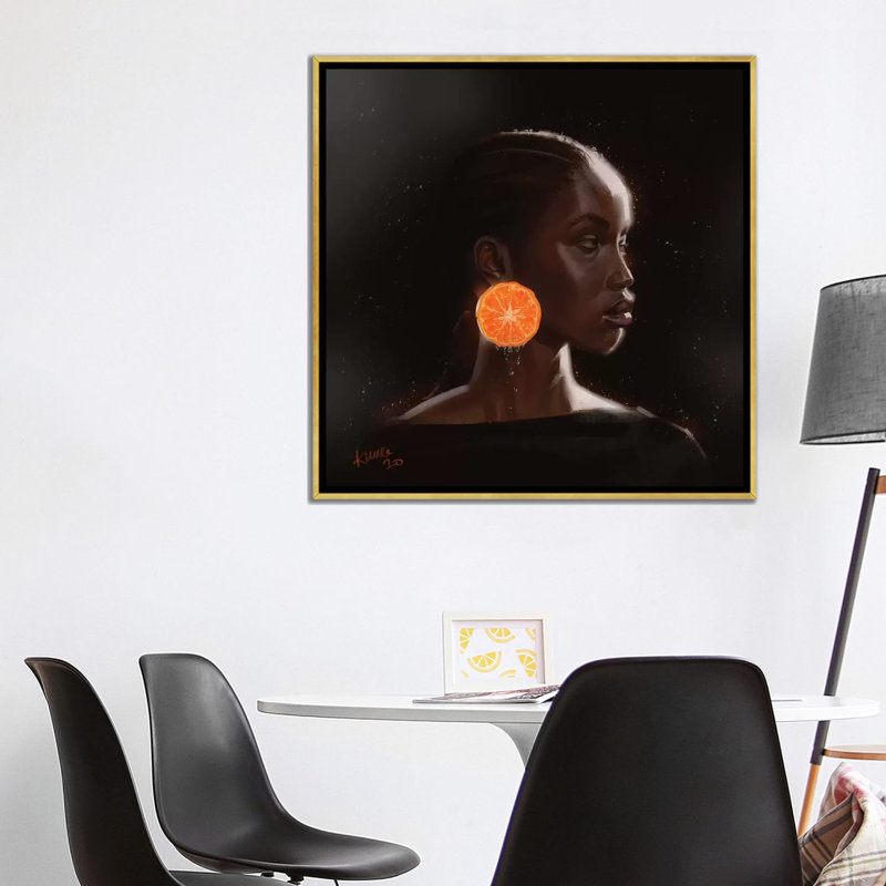 Orange par Adekunle Adeleke - impression d'art graphique, Pas de tapis, H 37 po x l 37 po x P 1,5 po, Toile encadrée d'or