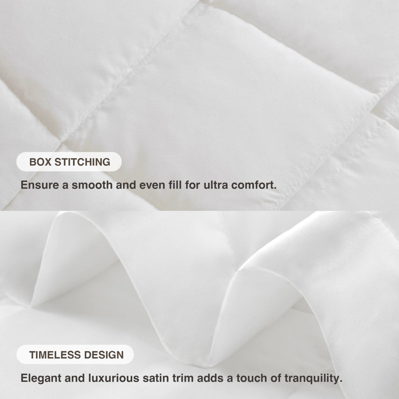 Lightweight Down Alternative Blanket with Satin Trim, King, White