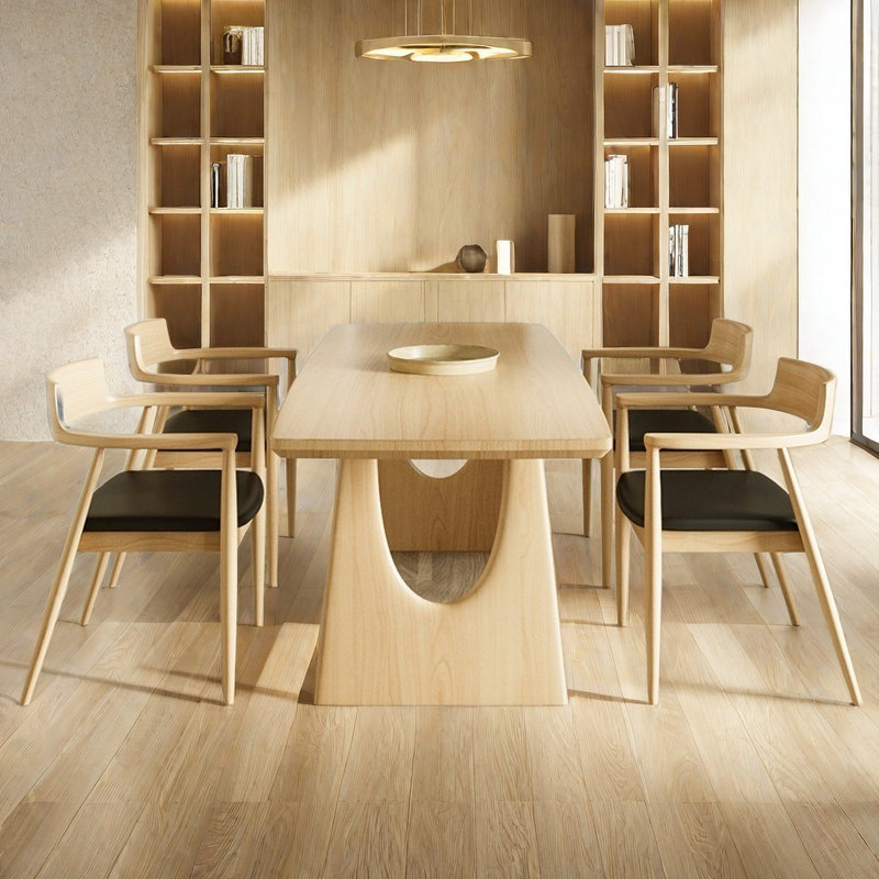 Table de salle à manger moderne et simple en bois massif, H 29,5 po x L 78,7 po x l 31,4 po