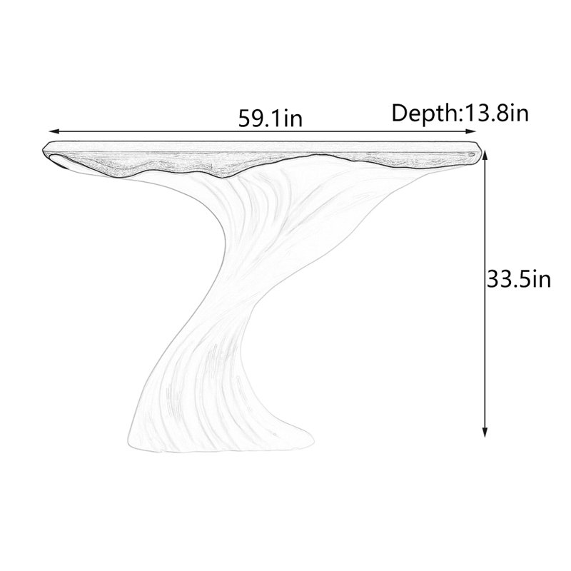 Table d'entrée de luxe moderne, H 33,5 po x l 59,1 po x P 13,8 po