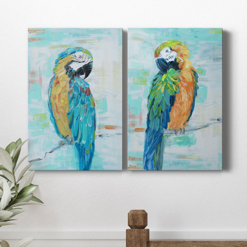 «Island Parrot I», ensemble de 2 toiles tendues, H 48 po x l 64 po x P 1 po