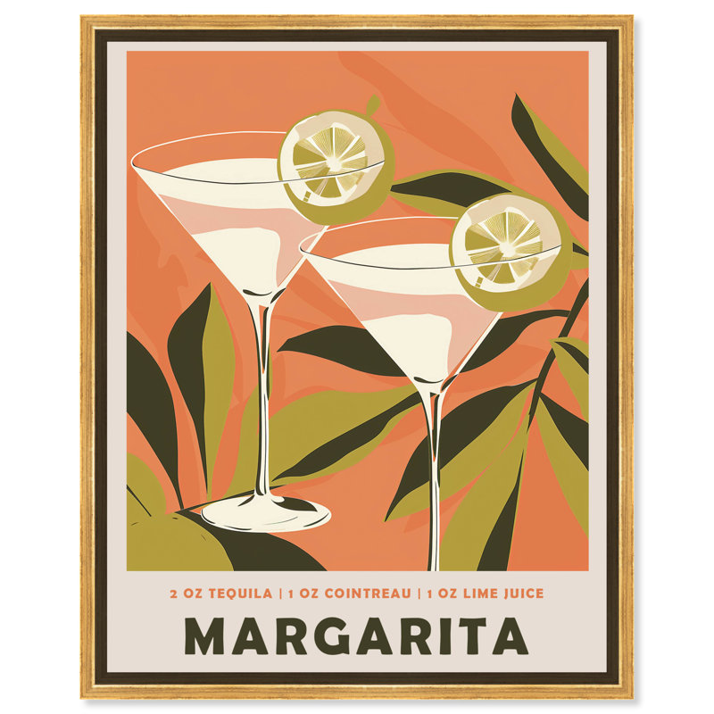 «Margarita», affiche d'art mural rétro Summer Drinks par Art Remedy, Gold Framed, H 25 po x l 21 po