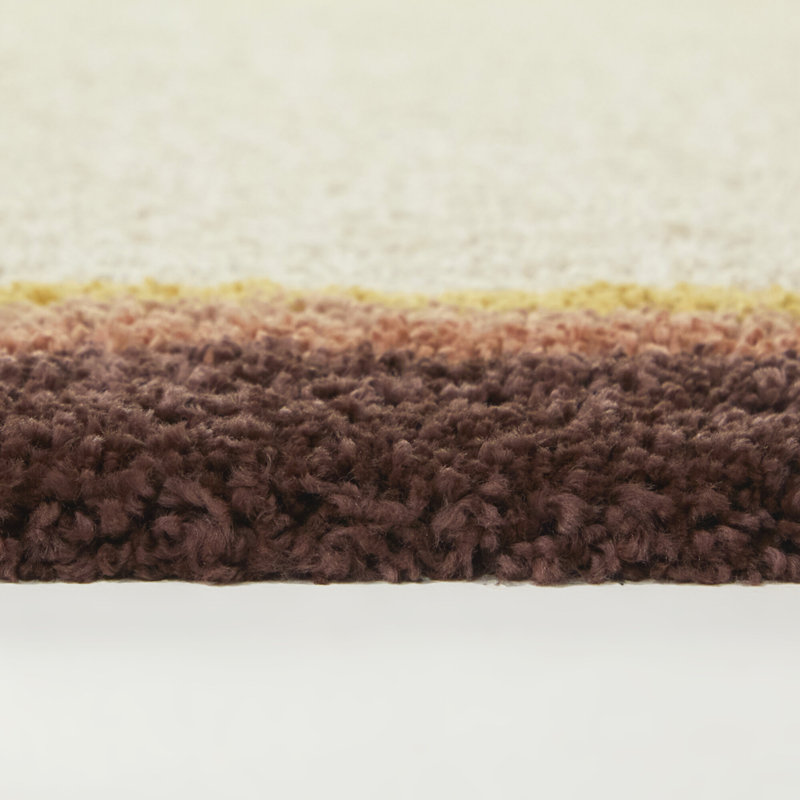Tapis à poil long bordé de vin Feinman, Rectangle 5 pi 3 po x 7 pi
