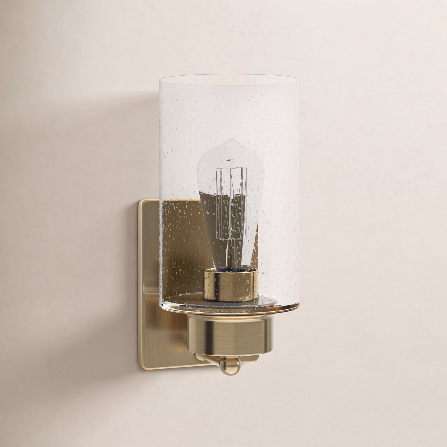Colada Single Light Dimmable Armed Sconce, Natural Brass