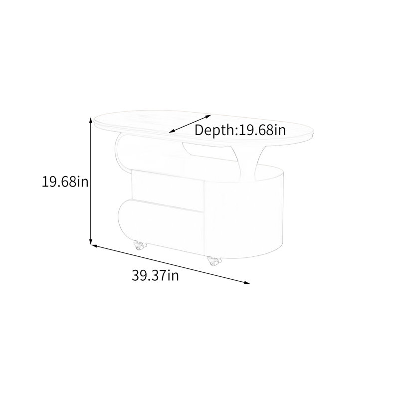Onorato, 19.68" H x 39.37" W x 19.68" D, Walnut Top/Black/White Base