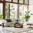 Triangle Glass Coffee Table with Wooden Base Clear Glass Top Mid-Century Abstract Glass Table