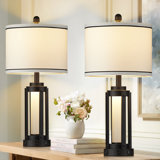 Tatyanna 26" Modern USB Table Lamp Set with Night Light, Built-in Outlet