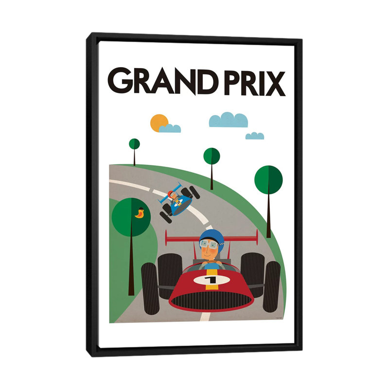 « grand prix », impression sur toile, H 26 po x l 18 po x P 1,5 po, Toile avec cadre noir, Pas de tapis