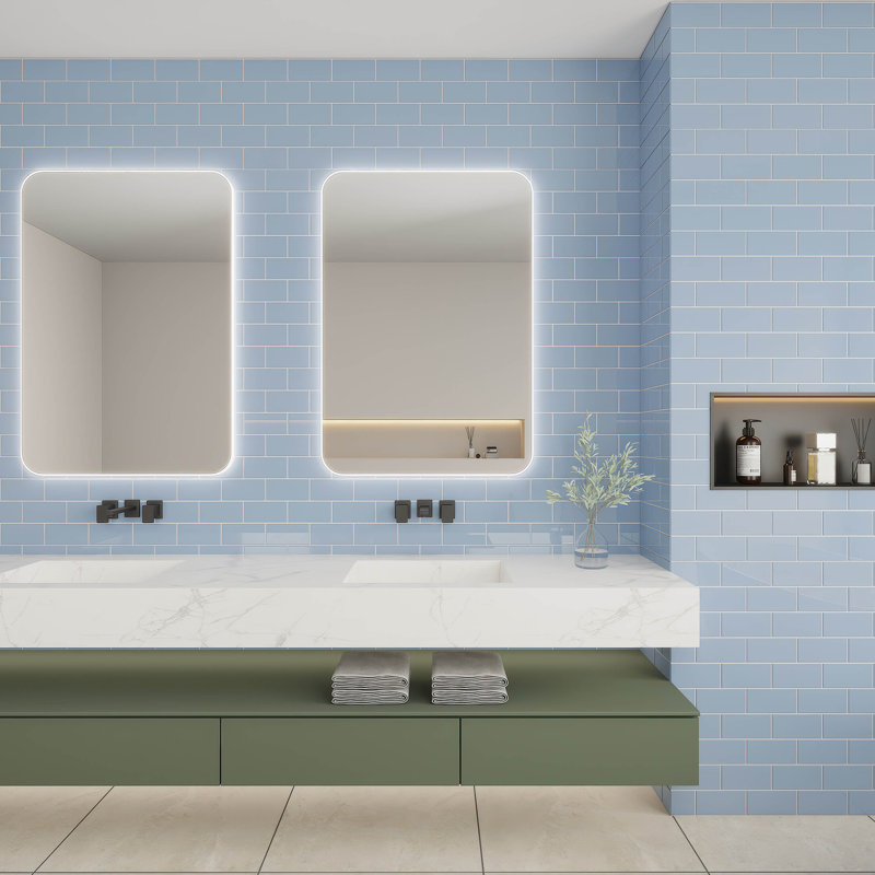 Subway Glass Tile 3" x 6", Icy Lavender