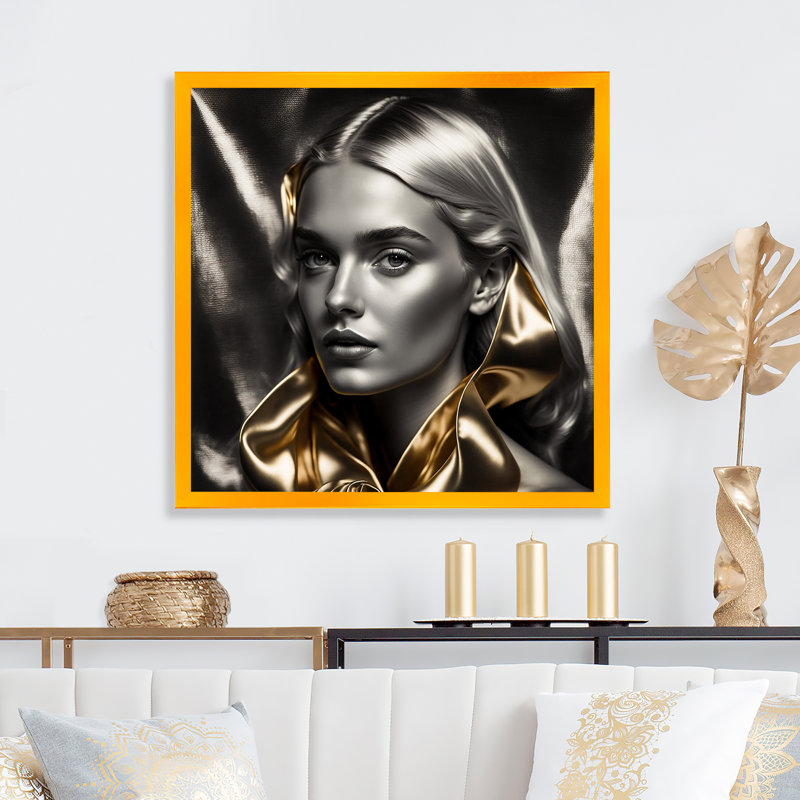 «Black and Gold Elegance III», reproduction sur toile, H 16 po x l 16 po x P 1 po, Impression dorée sur toile encadrée