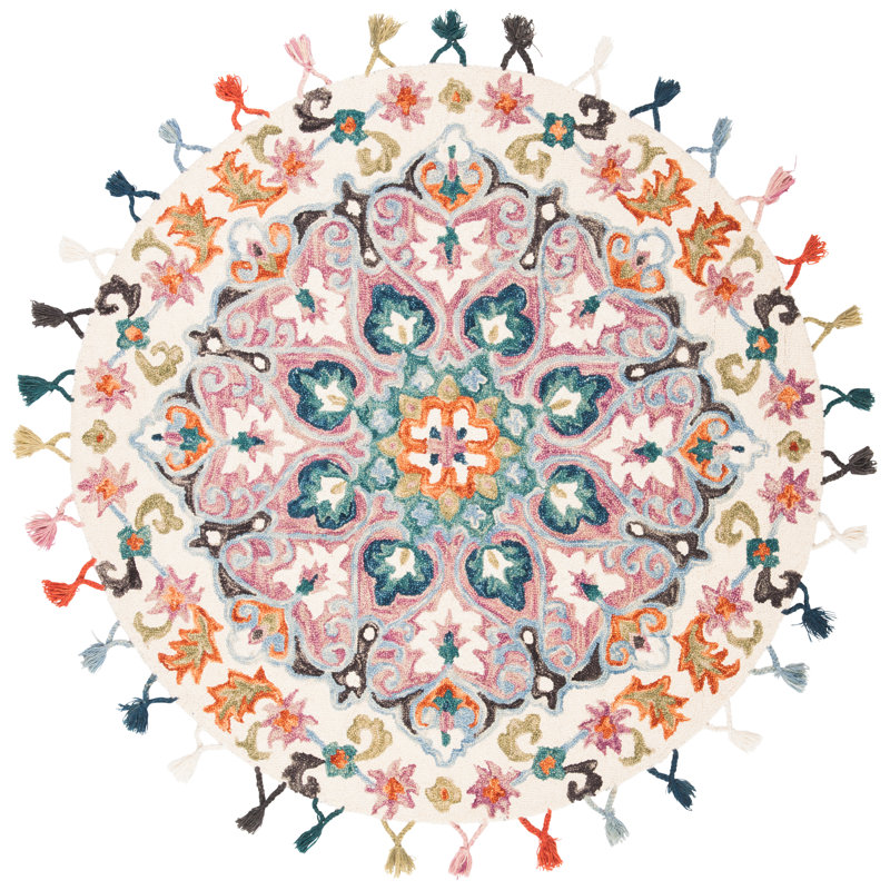 Ruley Novelty Hand Tufted Wool Oriental Rug, Round 7'