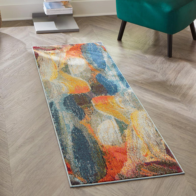Ansela Washable Abstract Indoor Rug, Runner 2' x 6'