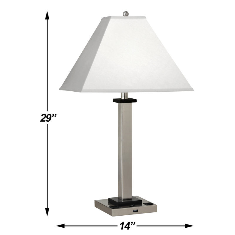 Square Post Metal USB Table Lamp