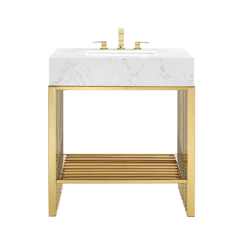 Modway Gridiron 30" Bathroom Vanity, Gold
