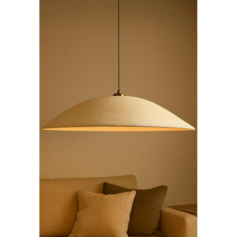 Elegant Adjustable Chandelier, Gold & Cream Finish, Metal Body, 18 - 23.6 inches Height | Ø19 x 2 inches Base Plate | 1 x E27 Max 40W Socket (Bulb Not Included) | Perfect for Living Room, Dining Room, & Entryway Decor