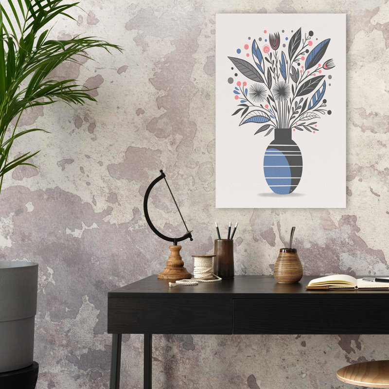 Floral et vase Folk Home I Art, H 24 po x l 16 po