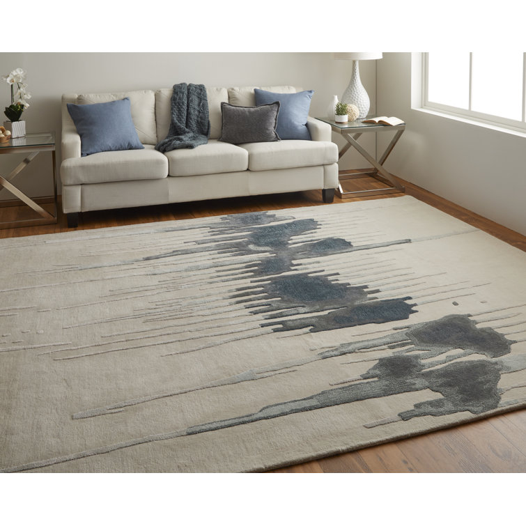 Tapis ivoire / bleu / gris Ramiro