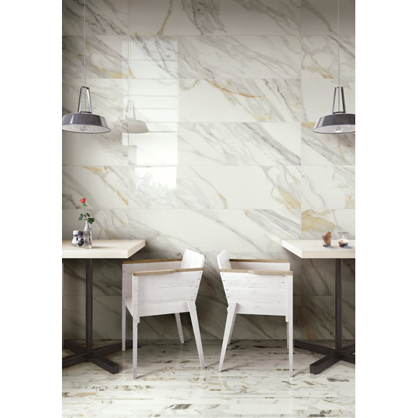 Marmi 12" x 45" Porcelain Marble Look Wall & Floor Tile