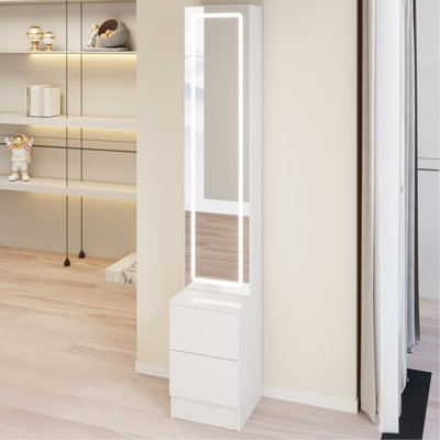Length 11.8" x Width 15.7" x Height 63" LED Dressing Mirror Cabinet,Cosmetic Organizer Cabinet, Jewelry Cabinet, 3 colors, Adjustable Brightness, Extra Large Mirror, Multi Layer High Capacity Storage