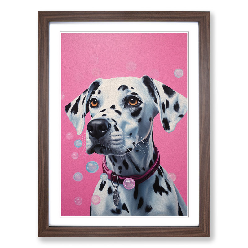 Dalmation Bubble Gum - Single Picture Frame Print on Wood, Walnut, 64cm H x 46cm W x 2cm D