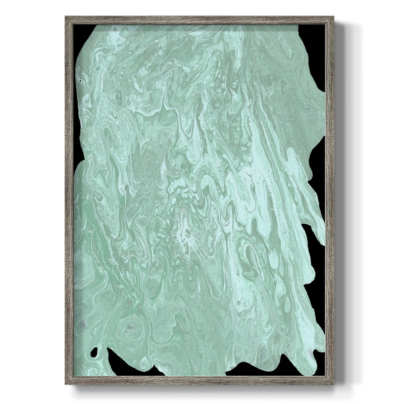 Teal Cascade II Framed Print - Solid Wood, 11" H x 9" W