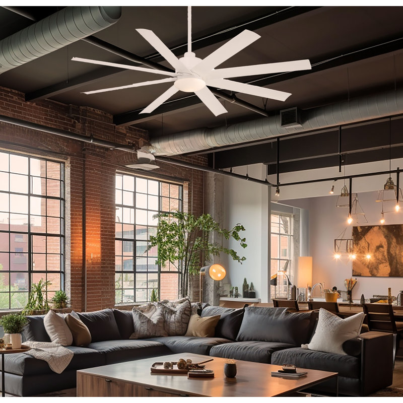 Slipstream 65" 8-Blade LED Smart Standard Ceiling Fan with Remote Control and Light Kit Included, Flat White