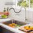 Brushed Nickel Kitchen Sink Faucet With Pull Down Sprayer-124794803