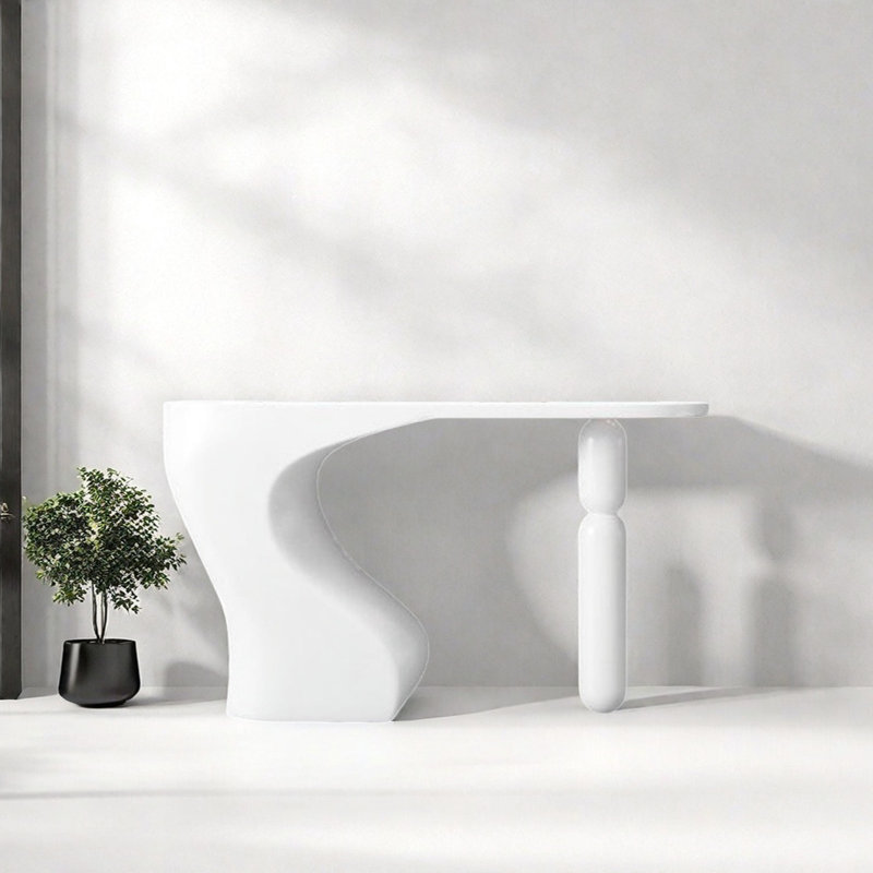 Console de style moderne et minimaliste, H 35,43 po x l 55,12 po x P 15,75 po, Blanc
