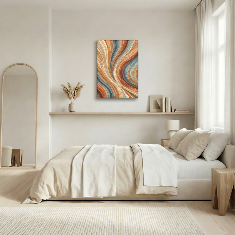 Ensemble de 1 tableau sur toile à rayures ondulées, 24"H x 18"W, Toile tendue