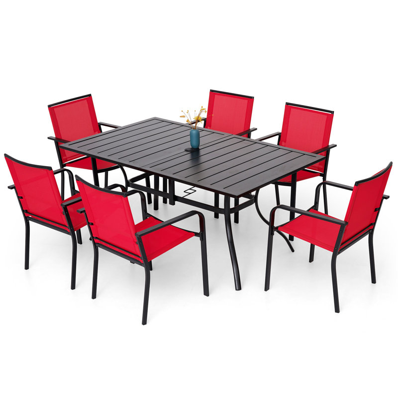 Ensemble repas extérieur pour 6 personnes, Rouge