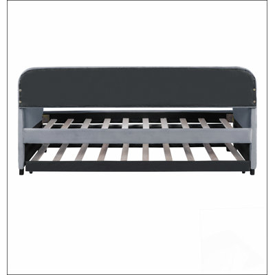 Upholstered Daybed Sofa Bed Twin Size With Trundle And Wood Slat