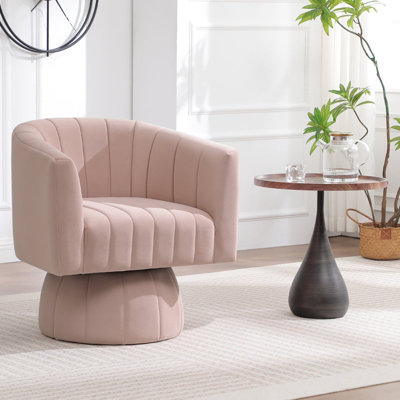 Velvet Swivel Barrel Chair