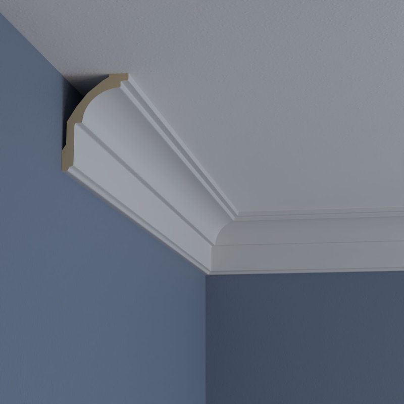 Classic Smooth White Polyurethane Crown Moulding 94.5"