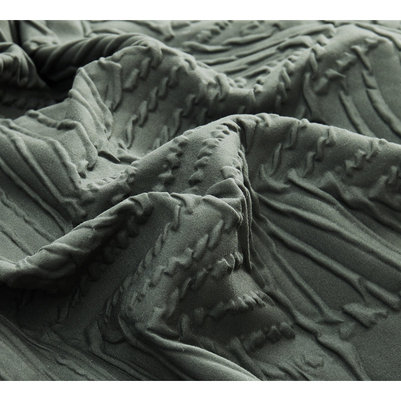 3D Embossed Comforter Set 7PC, Green, King Comforter + 6 Additional Pieces