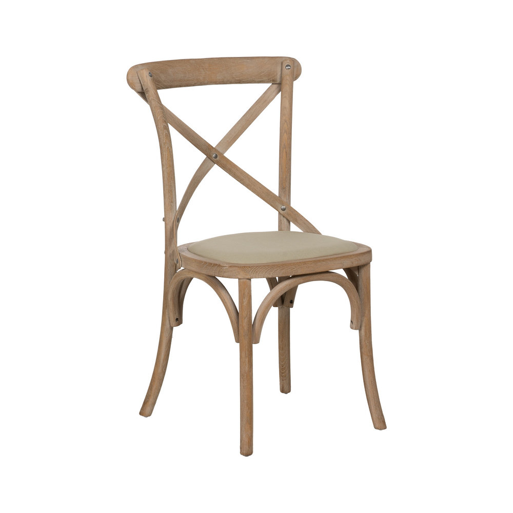 46cm H Upholstered Cross Back Side Chair in Beige