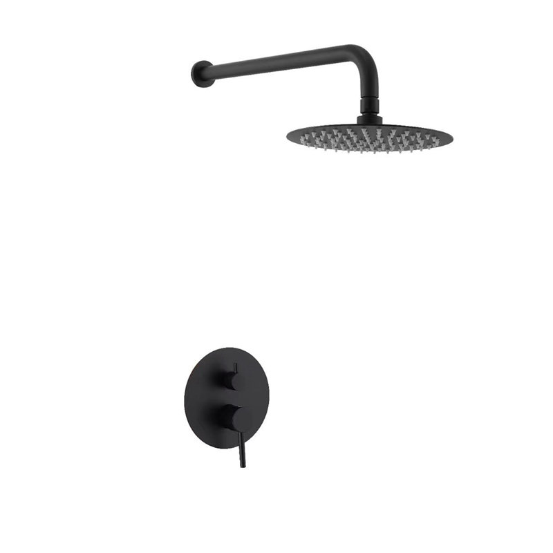 Matte Black 10-Inch Round Rain Shower Head Wall Mount System
